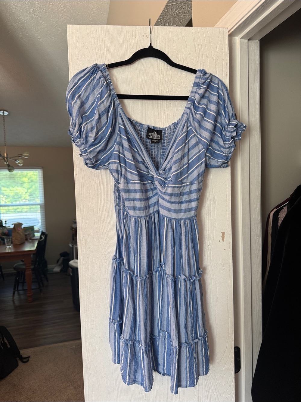 Worn once- Angie Blue and White Striped Midi Dress